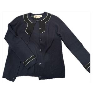 MARNI Cardigan Cashmere Navy Button Up Size Small (42)